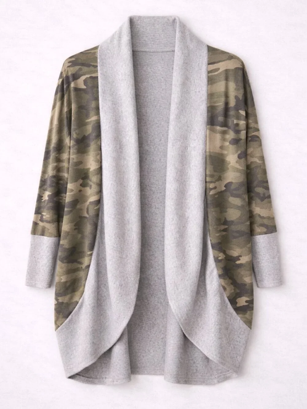 NWT Women's Be Bold Camouflage French Terry Open Front Cardigan Sweater